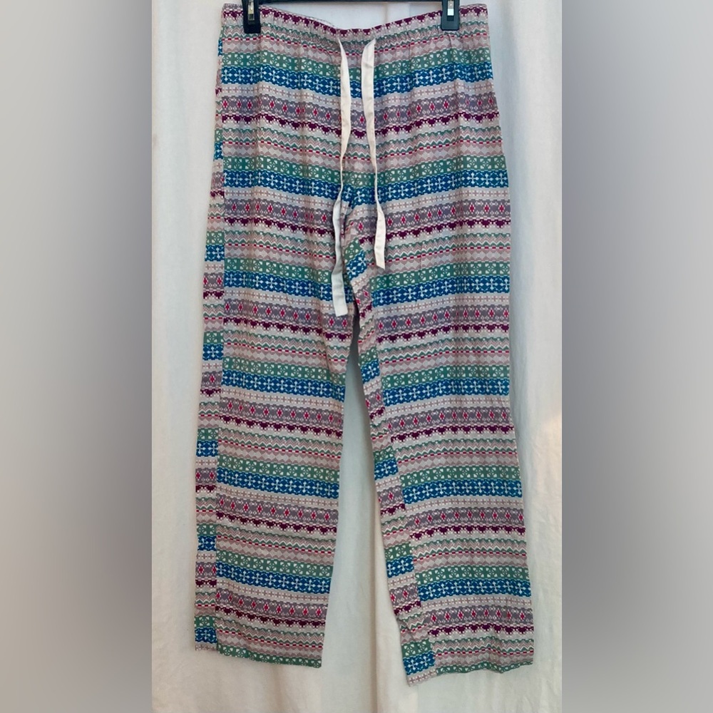 Gilligan & O’Malley Stripe Print Elastic & Drawstring Comfy Sleep Pants Size M